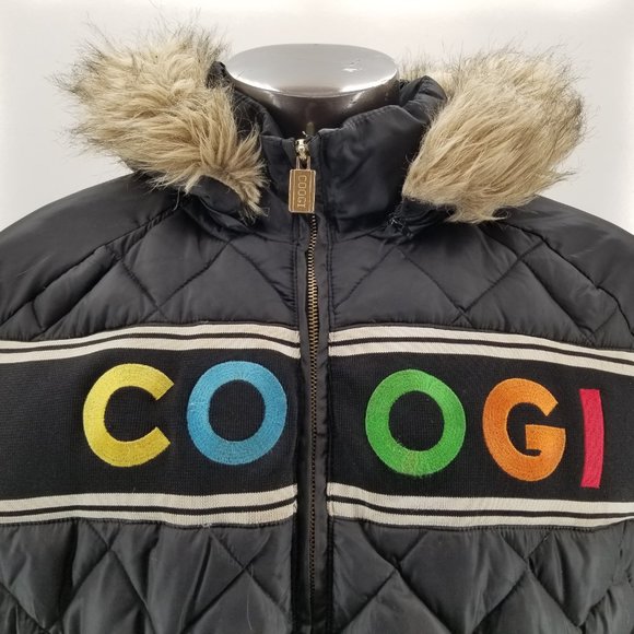 COOGI Vintage Womens Puffer Hooded Coat Jacket Black Rainbow Embroidered 3X - Picture 5 of 13